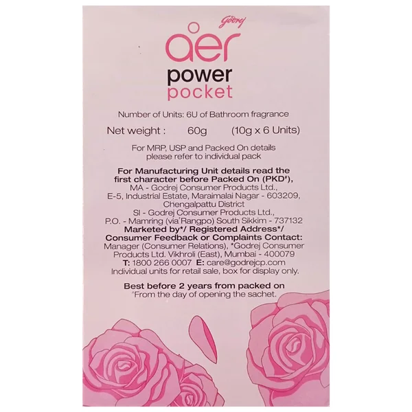 Godrej Aer Power Pocket Rose Fresh Blossom, 10 gm, Pack of 1