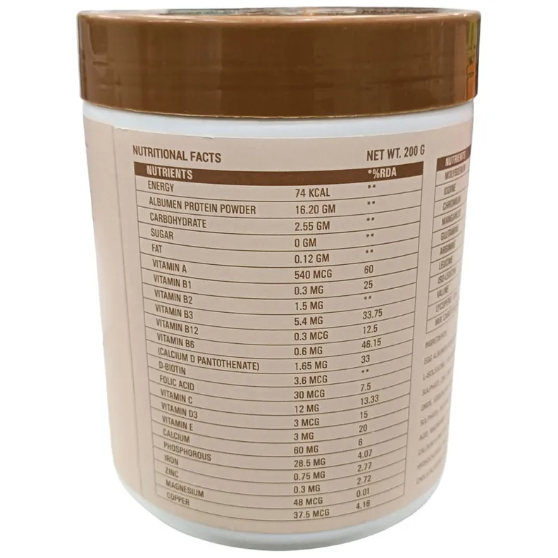 Buy Agumin Albumen Vanilla Flavour Protein Powder, 200 gm | 19 Minutes ...
