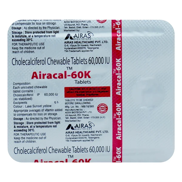 Airacal-60K Chewable Tablet 4's, Pack of 4 Chewable TabletS