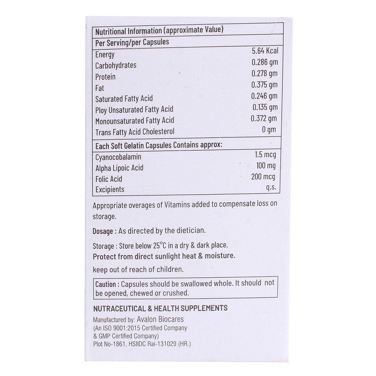 ALA-12 Softgel Capsule, Pack of 10 CAPSULES ALA-12 Softgel Capsule, Pack of 10 CAPSULES