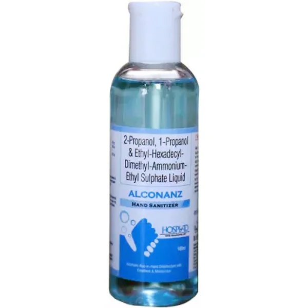 Alconanz Hand Sanitizer 100 ml | 2-Propanol, 1-Propanol &amp; Ethyl-Hexadecyl-Dimethyl-Ammonium-Ethyl Sulphate | Germ Protection | Keeps Hand Moisturised, Pack of 1
