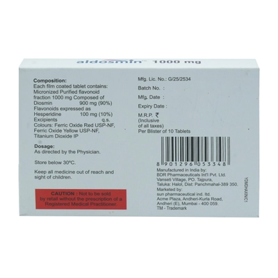 Aldosmin 1000 mg Tablet 10's, Pack of 10 TabletS