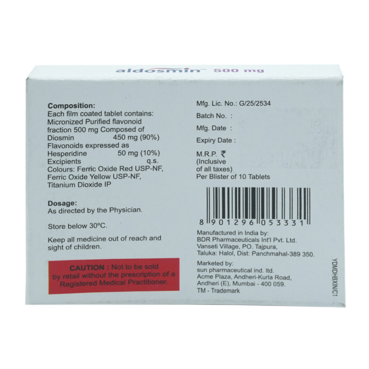 Aldosmin 500 mg Tablet 10's, Pack of 10 TabletS Aldosmin 500 mg Tablet 10's, Pack of 10 TabletS