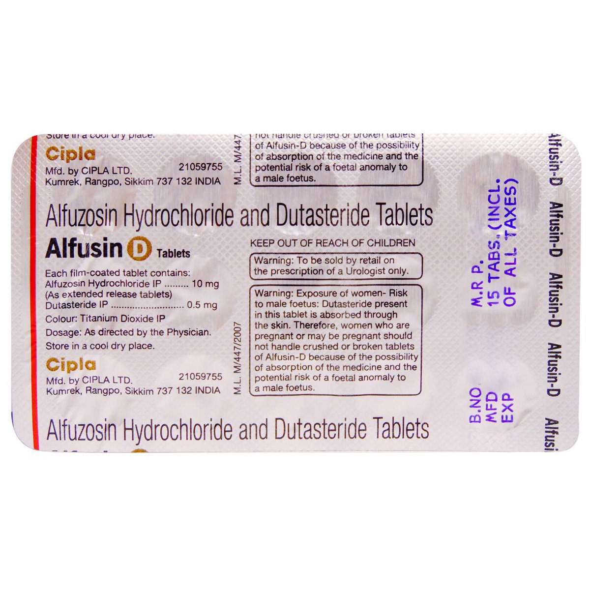 Alfusin D Tablet 15's, Pack of 15 TABLETS Alfusin D Tablet 15's, Pack of 15 TABLETS