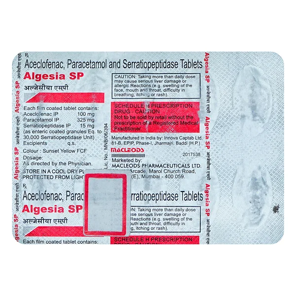 ALGESIA SP TABLET, Pack of 10 TABLETS