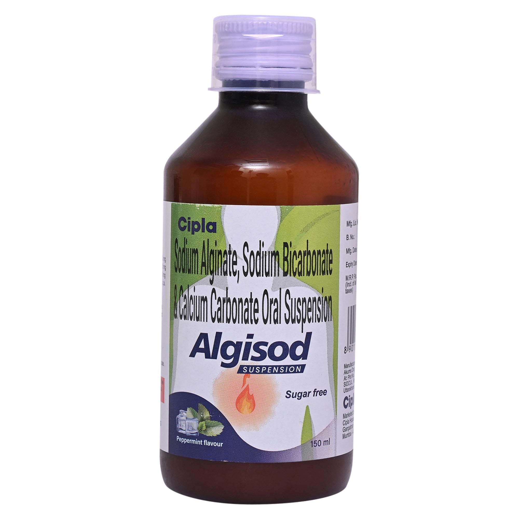 Algisod Sugar Free Peppermint Flavour Suspension 150 ml, Pack of 1 Suspension Algisod Sugar Free Peppermint Flavour Suspension 150 ml, Pack of 1 Suspension