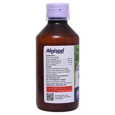 Algisod Sugar Free Peppermint Flavour Suspension 150 ml, Pack of 1 Suspension