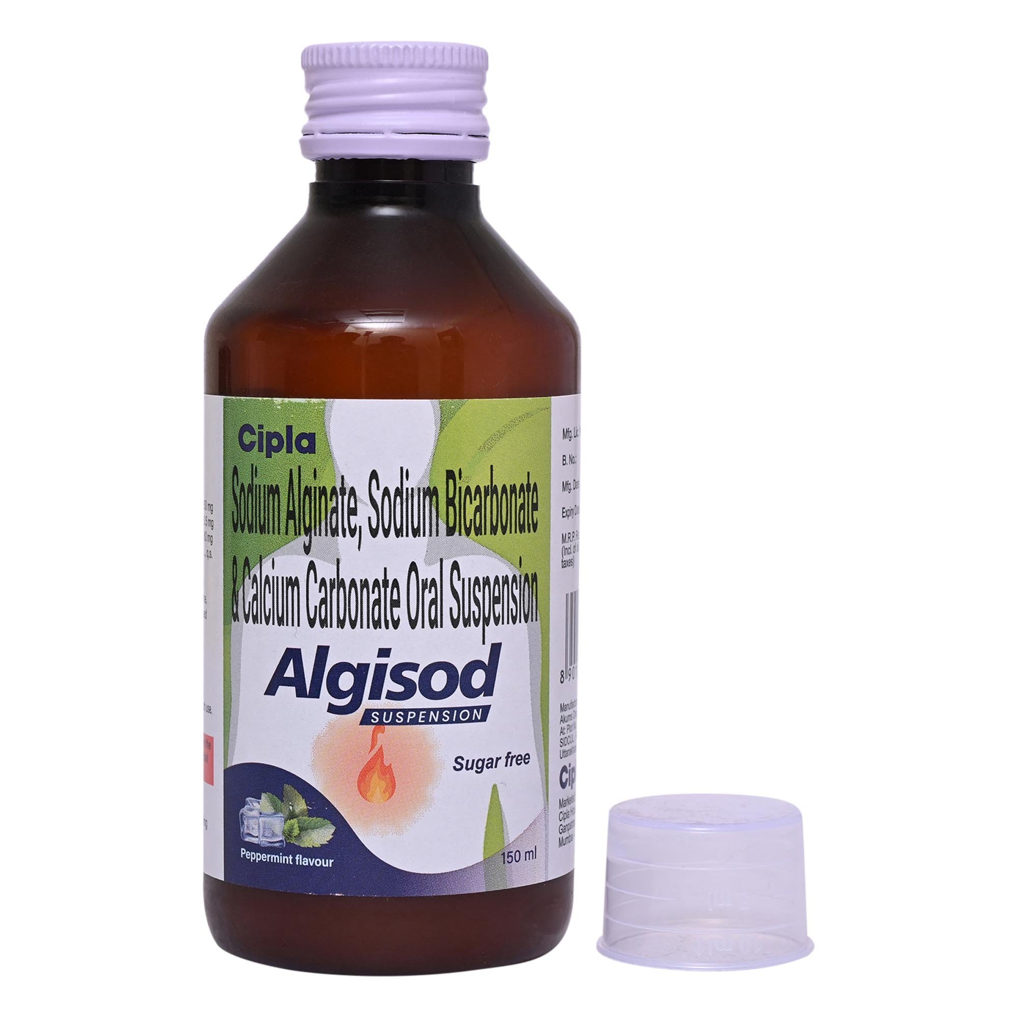 Algisod Sugar Free Peppermint Flavour Suspension 150 ml, Pack of 1 Suspension Algisod Sugar Free Peppermint Flavour Suspension 150 ml, Pack of 1 Suspension