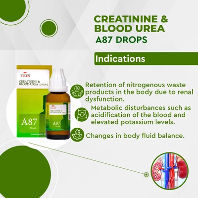 Allen A87 Creatinine &amp; Blood Urea Drops, 30 ml, Pack of 1