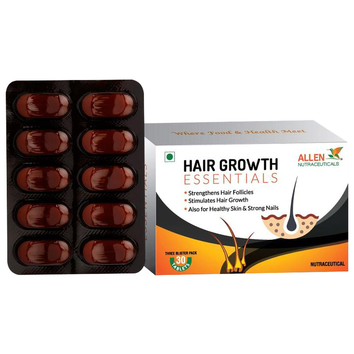 Allen Nutraceutical Hair Growth Essentials, 30 Tablets Uses, Benefits
