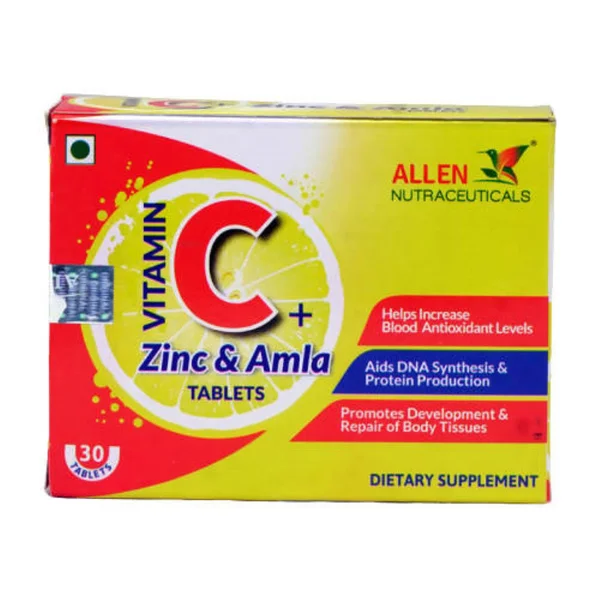 Allen Nutraceutical Vitaminc+Zinc & Amla, 30 Tablets