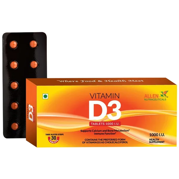 Allen Nutraceutical Vitamin D3 1000 I.U, 30 Tablets