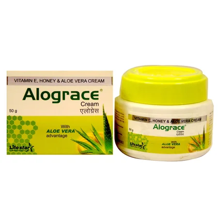 Alograce Cream 50 gm | Vitamin E, Honey & Aloevera | Lightens Dark Spots & Marks | For Dry Skin