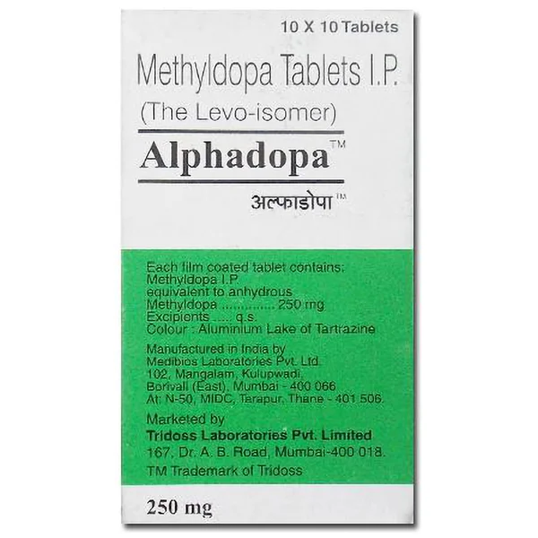 Alphadopa 250 mg Tablet 10's, Pack of 10 IndiaS