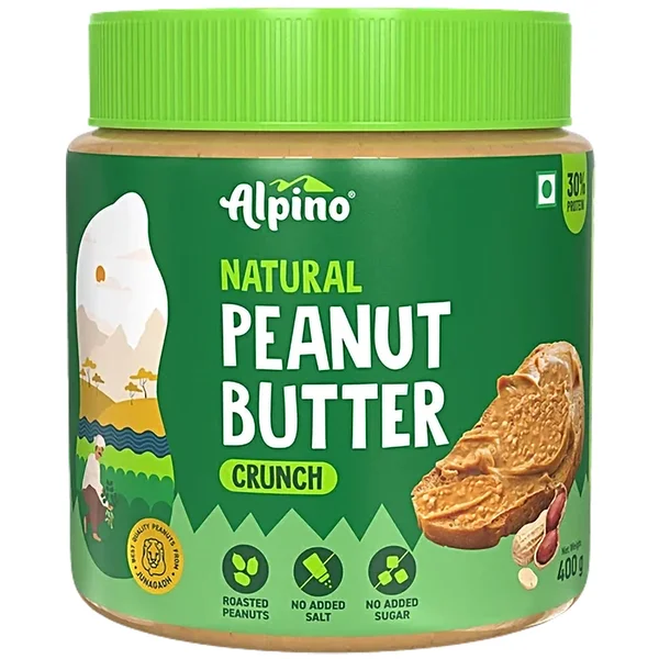 Alpino Natural Peanut Butter Crunch, 400 gm, Pack of 1