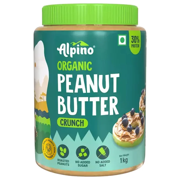 Alpino Organic Natural Peanut Butter Crunch, 1 kg, Pack of 1