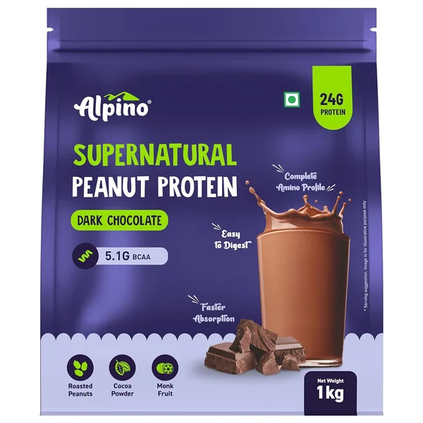 Alpino Supernatural Peanut Protein Dark Chocolate Flavour, 1 KG, Pack of 1