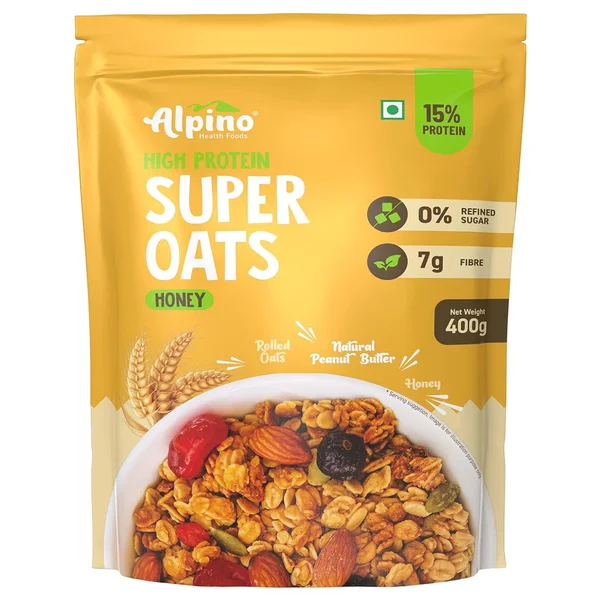 ALPINO HIGH PROTEIN SUPER OATS HONEY 400G, Pack of 1