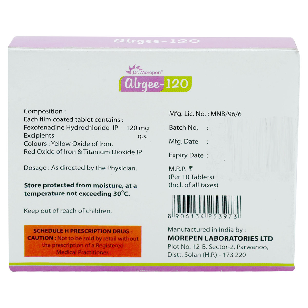 Alrgee-120 Tablet 10's, Pack of 10 TABLETS Alrgee-120 Tablet 10's, Pack of 10 TABLETS