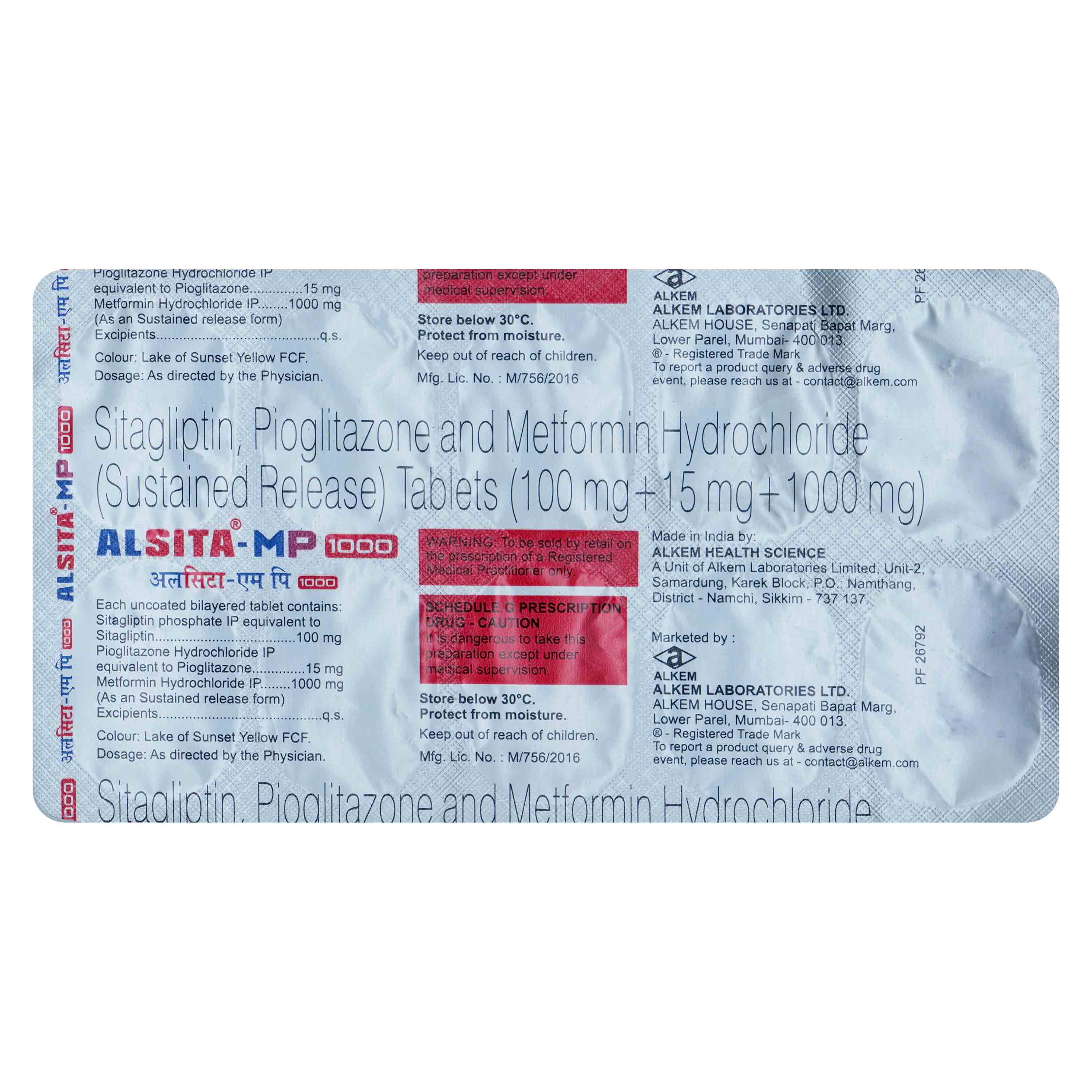 Alsita-MP 1000 Tablet 10's, Pack of 10 TabletS Alsita-MP 1000 Tablet 10's, Pack of 10 TabletS