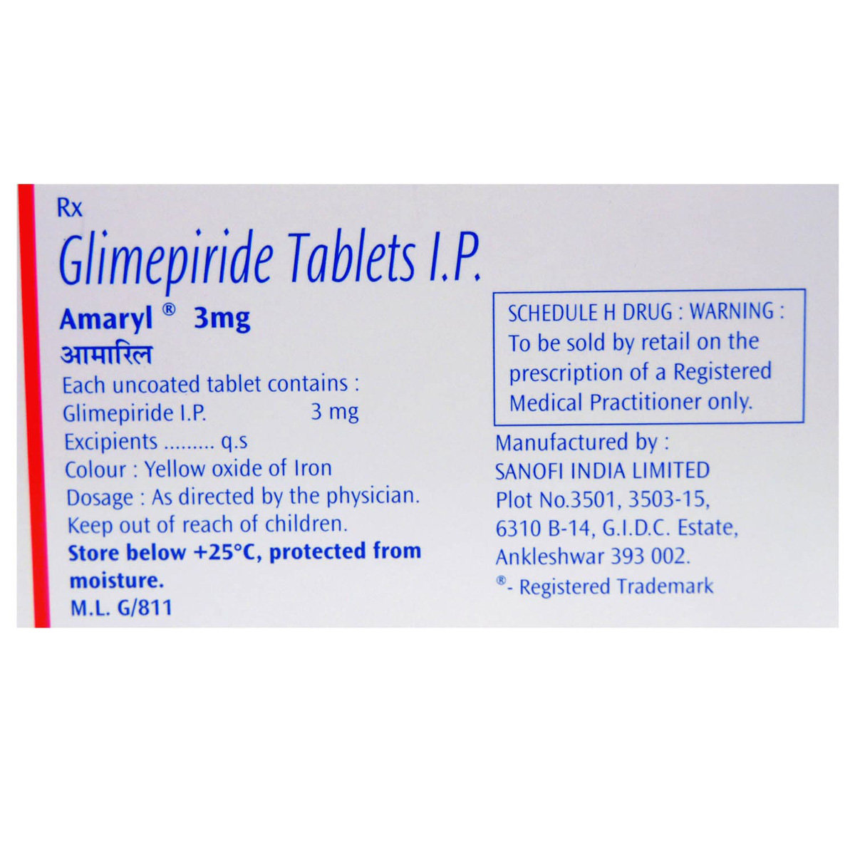 Amaryl 3 Tablet 30's, Pack of 30 TABLETS Amaryl 3 Tablet 30's, Pack of 30 TABLETS