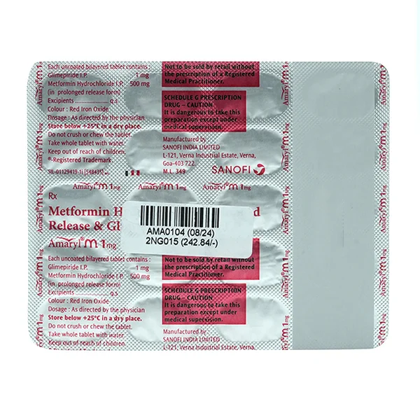 Amaryl M 1 mg Tablet 20's, Pack of 20 TABLET PRS