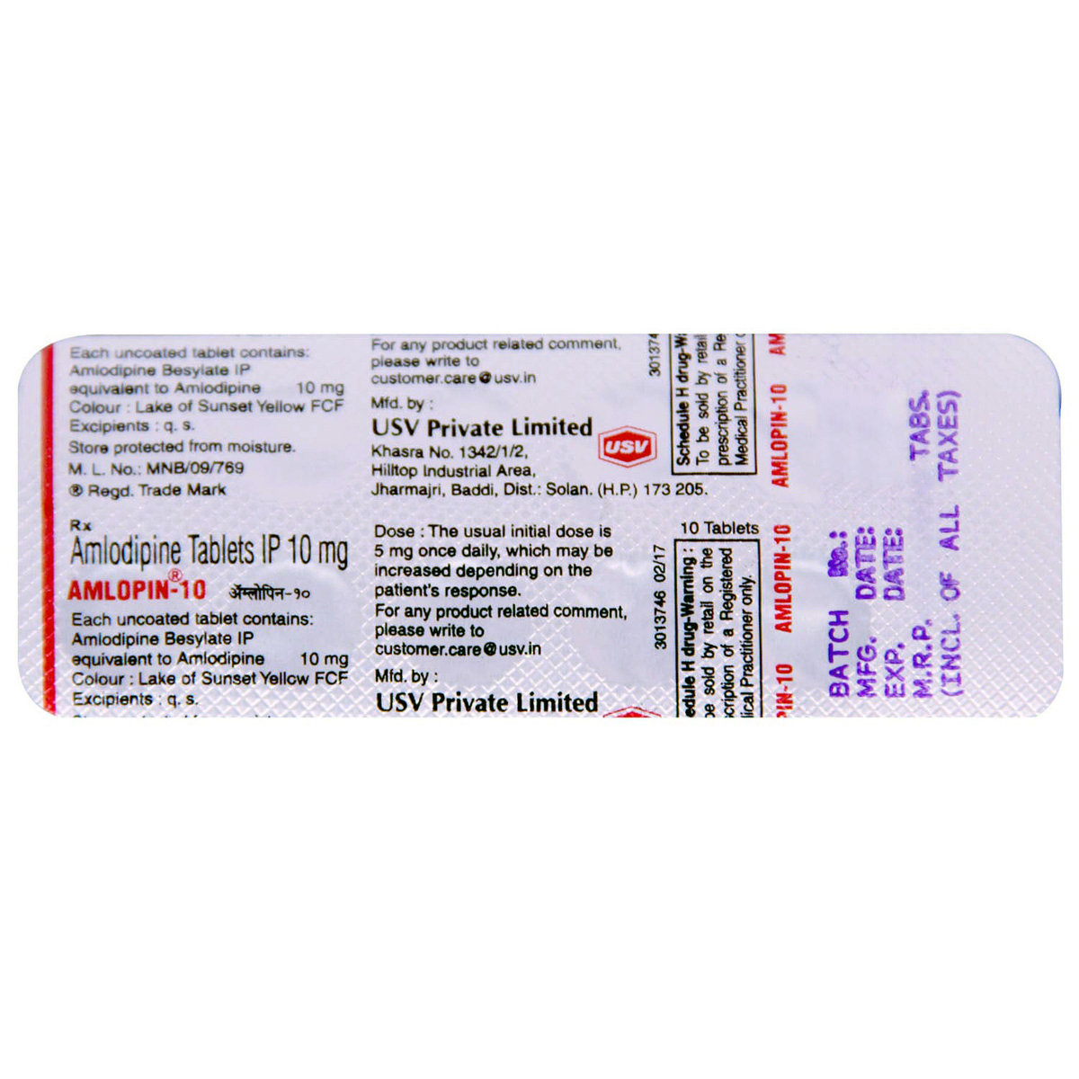 Amlopin 10 Tablet 10's, Pack of 10 TABLETS Amlopin 10 Tablet 10's, Pack of 10 TABLETS