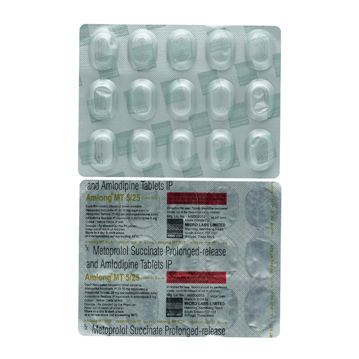 Amlong MT 5 mg/25 mg Tablet 15's, Pack of 15 TABLETS Amlong MT 5 mg/25 mg Tablet 15's, Pack of 15 TABLETS