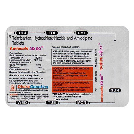 Amlosafe 3D 80 Tablet 7's, Pack of 7 TabletS Amlosafe 3D 80 Tablet 7's, Pack of 7 TabletS