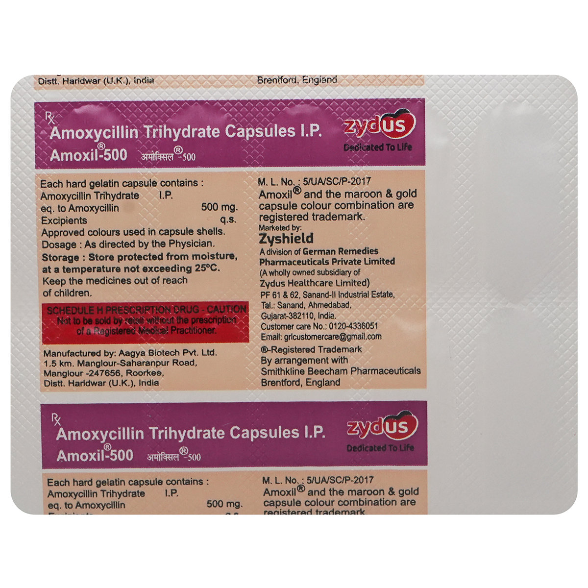 Amoxil-500 Capsule 10's, Pack of 10 CAPSULES Amoxil-500 Capsule 10's, Pack of 10 CAPSULES