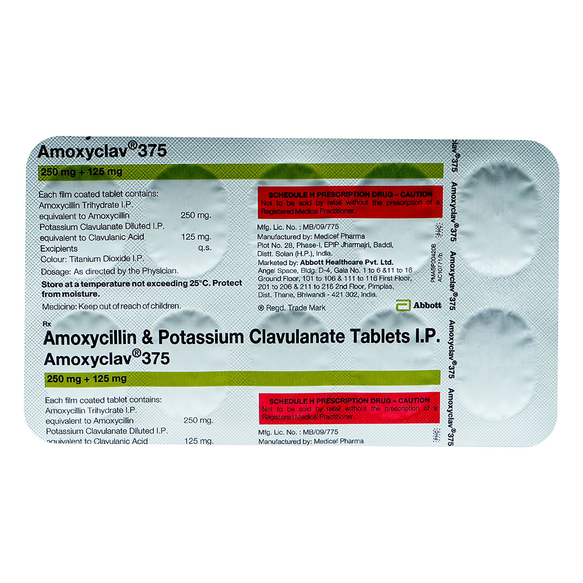 Buy Amoxyclav 375 Tablet 10's Online