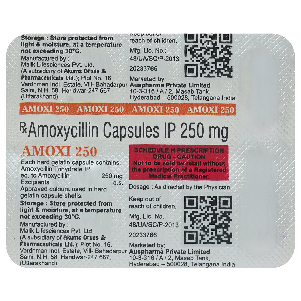 Amoxi 250 Capsule 10's, Pack of 10 CAPSULES Amoxi 250 Capsule 10's, Pack of 10 CAPSULES