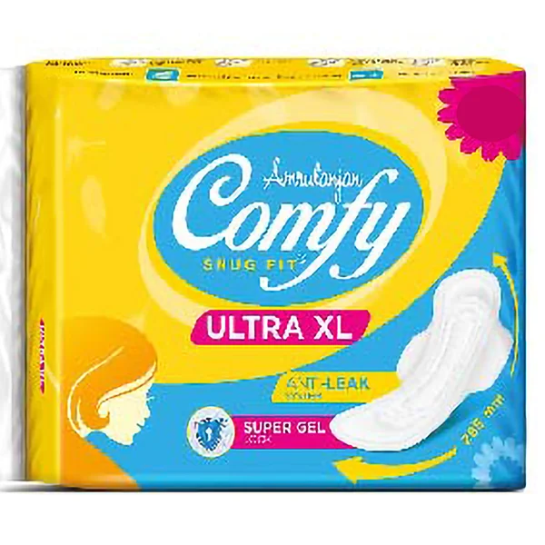Amrutanjan Comfy Snug Fit Ultra Sanitary Pads XL, 6 Count, Pack of 1