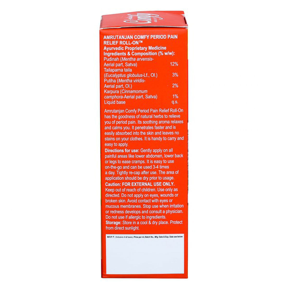 Amrutanjan Comfy Period Pain Relief Roll On, 50 ml Price, Uses, Side