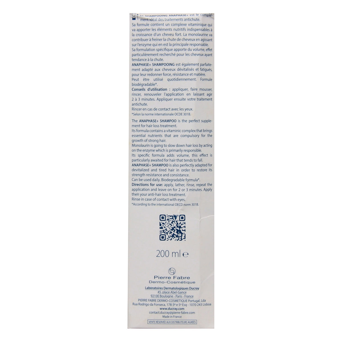 Ducray Anaphase+ Anti-Hair Loss Complement Shampoo, 200 ml, Pack of 1 Shampoo Ducray Anaphase+ Anti-Hair Loss Complement Shampoo, 200 ml, Pack of 1 Shampoo
