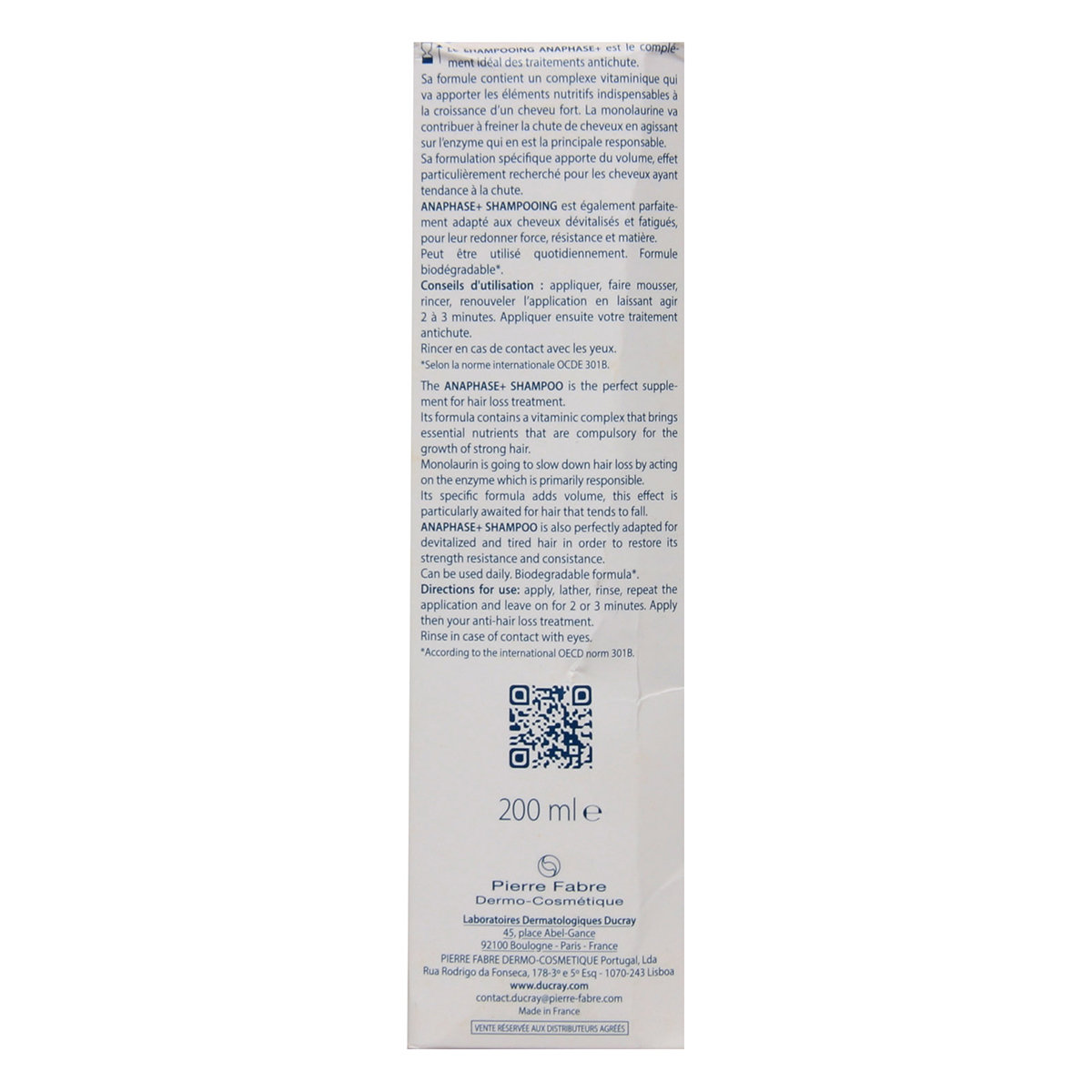 Ducray Anaphase+ Anti-Hair Loss Complement Shampoo, 200 ml, Pack of 1 Shampoo Ducray Anaphase+ Anti-Hair Loss Complement Shampoo, 200 ml, Pack of 1 Shampoo