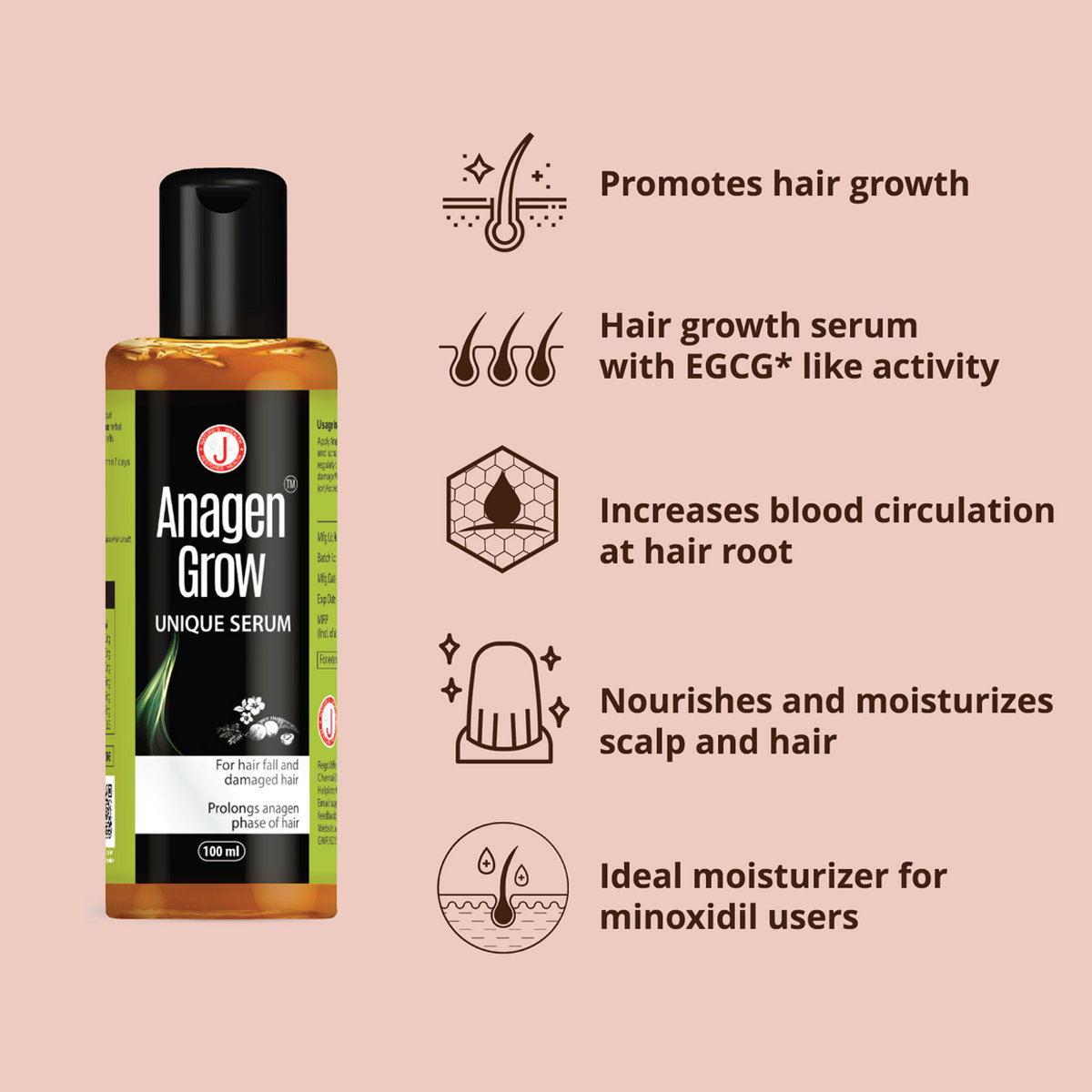 Anagen Grow Unique Serum 100 ml, Pack of 1 Anagen Grow Unique Serum 100 ml, Pack of 1