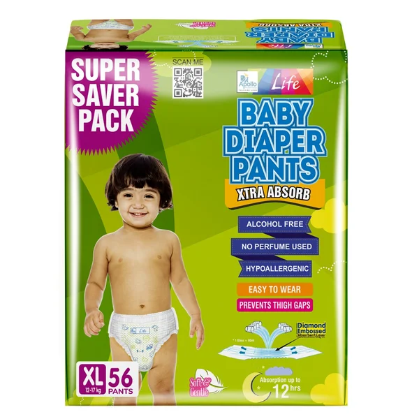 Apollo Life Baby Diaper Pants XL, 56 Count, Pack of 1