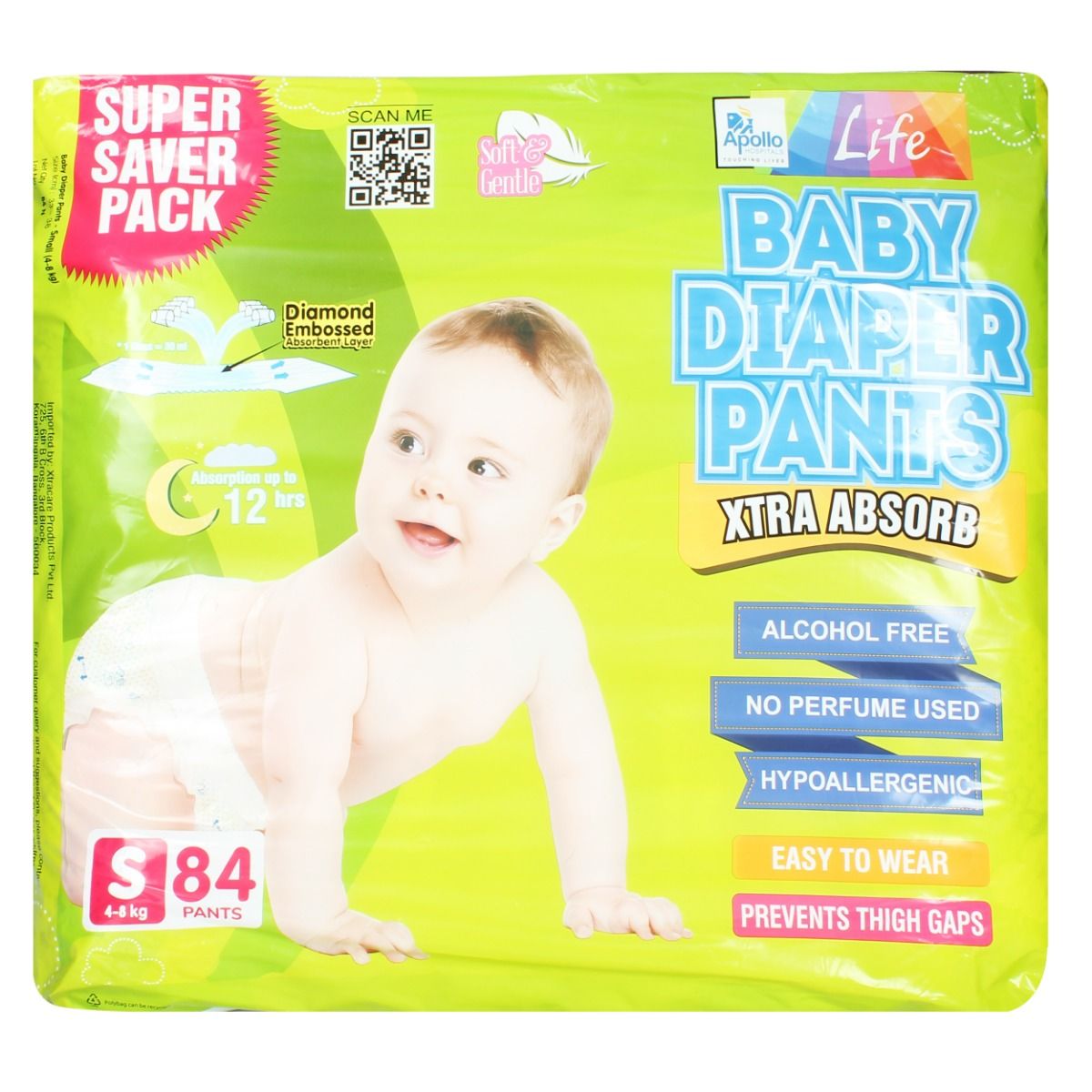 Bummy Pants Baby Diapers Pants  Medium M Size Super Absorbent 5D Cross  Core with Anti Rash dual Layer Up to 12 Hrs Protection  Premium Soft  Diaper pants for Baby  7 to 12 kgs 72 Count 