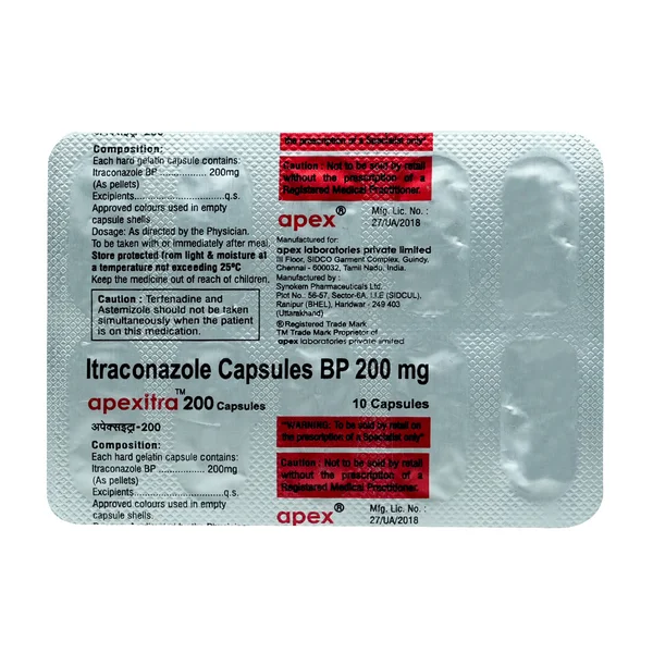 Apexitra 200 Capsule 10's, Pack of 10 CAPSULES
