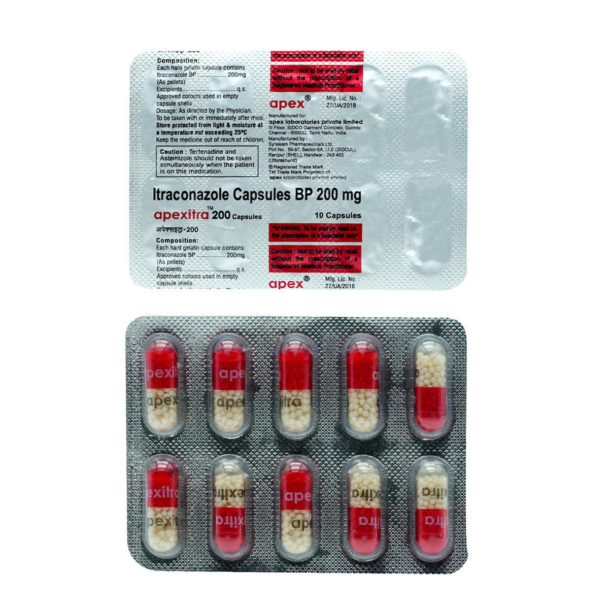 Apexitra 200 Capsule 10's, Pack of 10 CAPSULES Apexitra 200 Capsule 10's, Pack of 10 CAPSULES