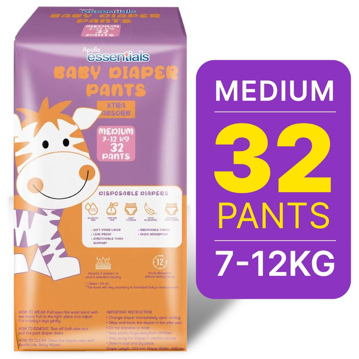 Kiddle Care Advanced Soft Baby Pants Diaper - M Size (74 Pieces/ Pack) -  Rolloverstock