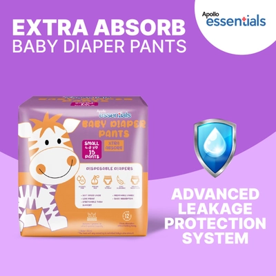 Apollo Essentials Extra Absorb Baby Diaper Pants Small, 15 Count, Pack of 1