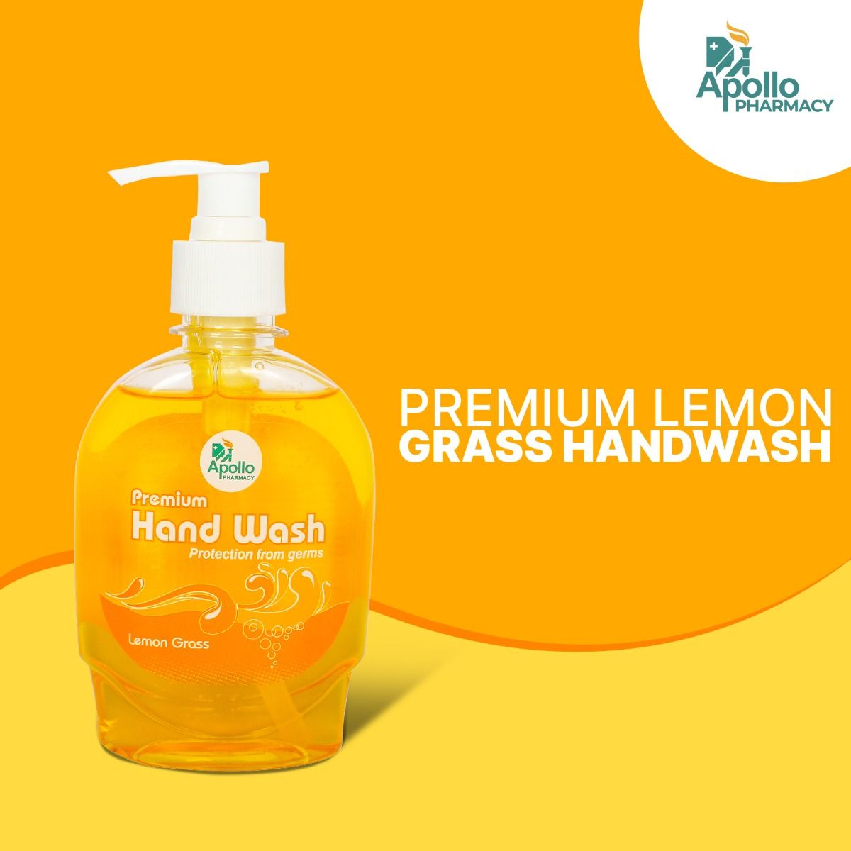 Apollo Pharmacy Premium Lemon Grass Handwash, 500 ml (2x250 ml), Pack of 2 S