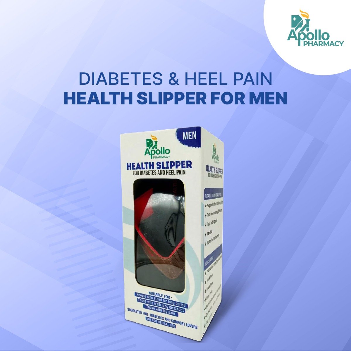 Apollo Pharmacy Diabetes & Heel Pain Health Slipper for Men, Size-9, 1 Pair, Pack of 1 Apollo Pharmacy Diabetes & Heel Pain Health Slipper for Men, Size-9, 1 Pair, Pack of 1