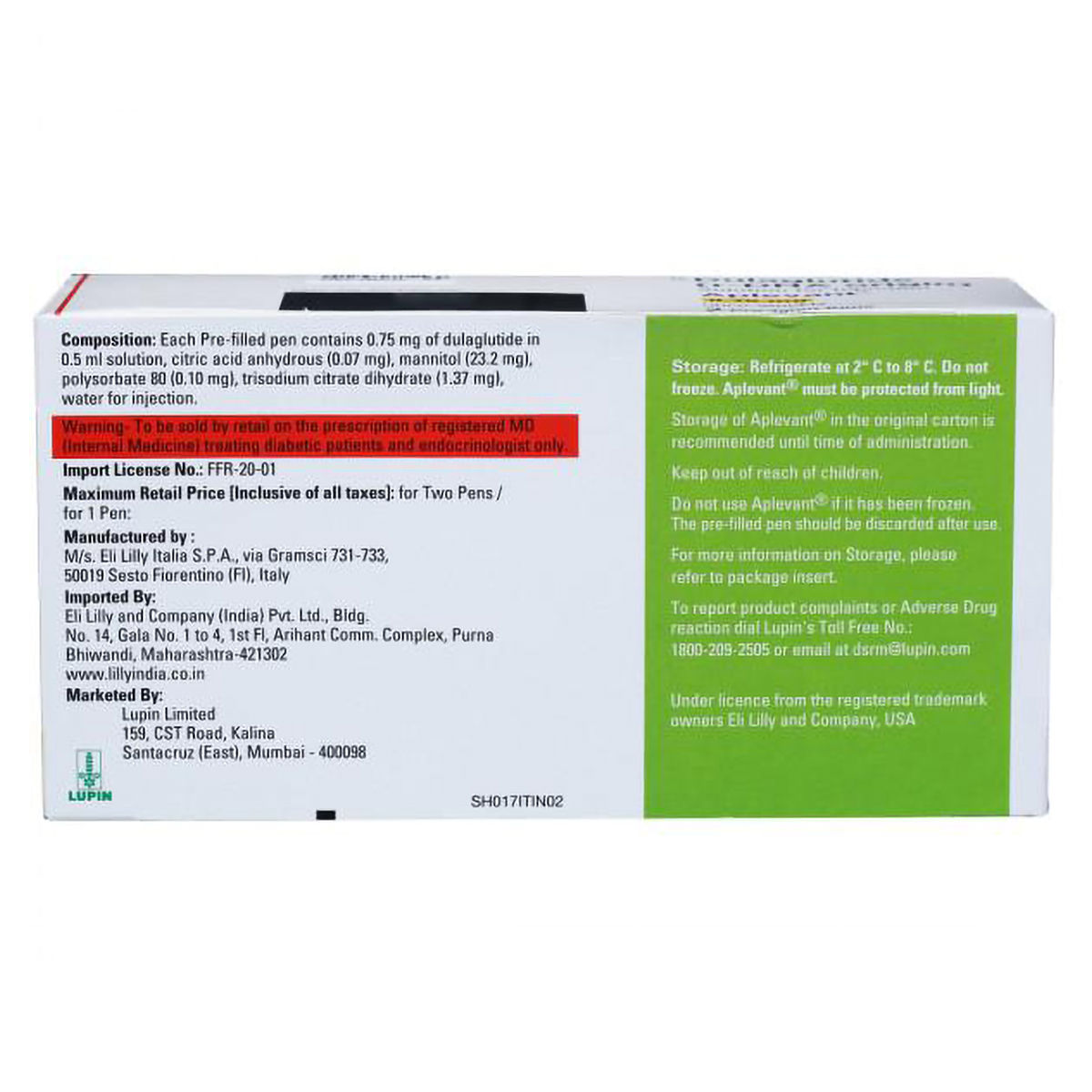 Aplevant 0.75 mg Injection 2's Price, Uses, Side Effects, Composition ...
