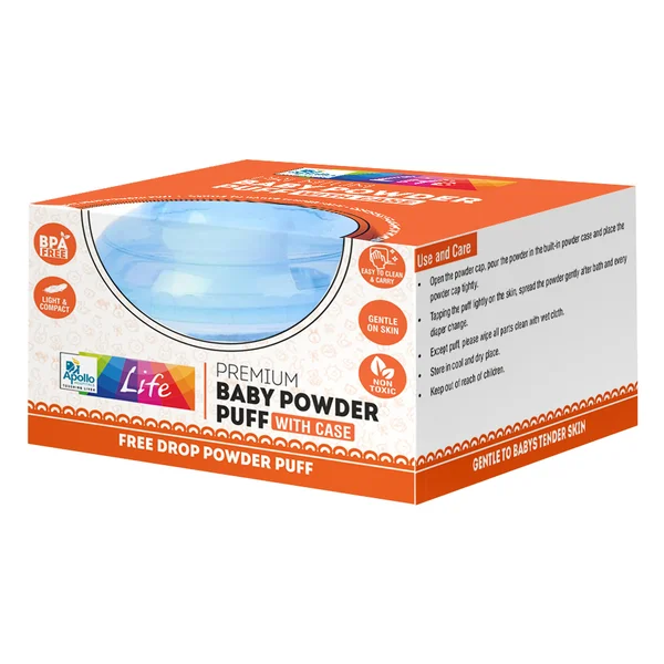 Apollo Life Premium Baby Powder Puff with Case, 1 Count, Pack of 1