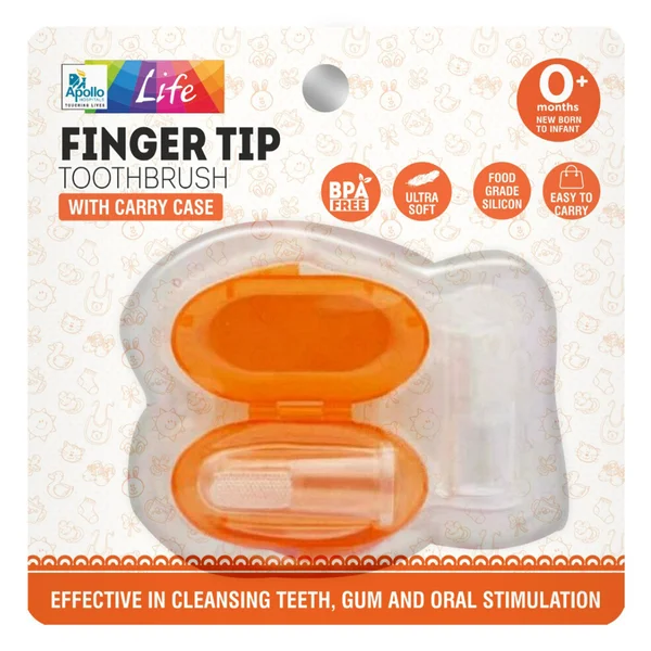 Apollo Life Finger Tip Toothbrush with Carry Case, 2 Count, Pack of 1