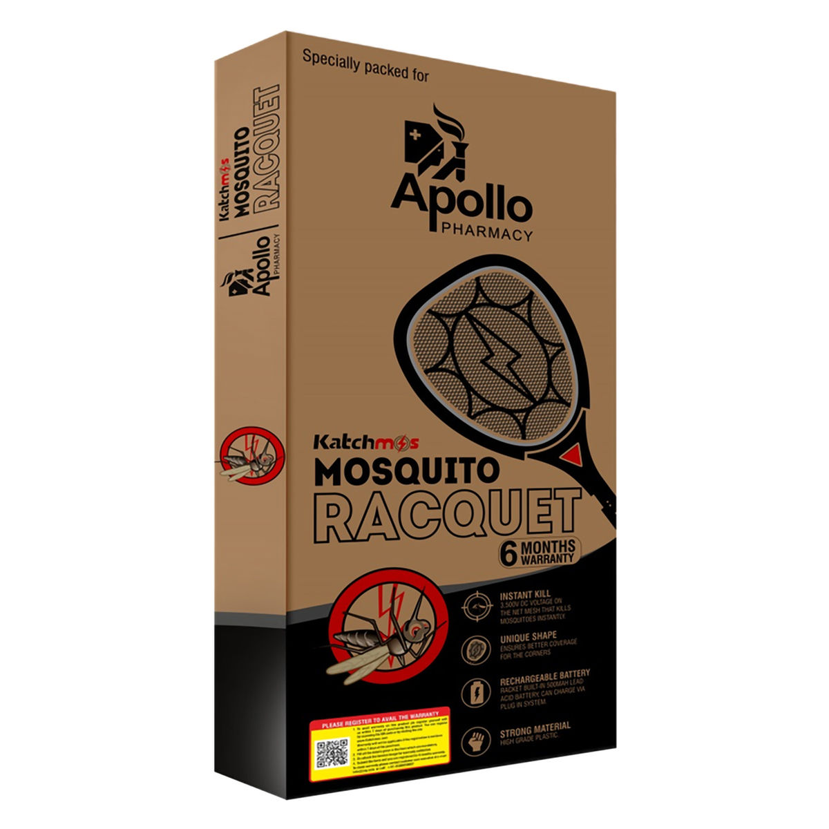 Buy Apollo Pharmacy Katchmos Mosquito Racquet, 1 Count Online