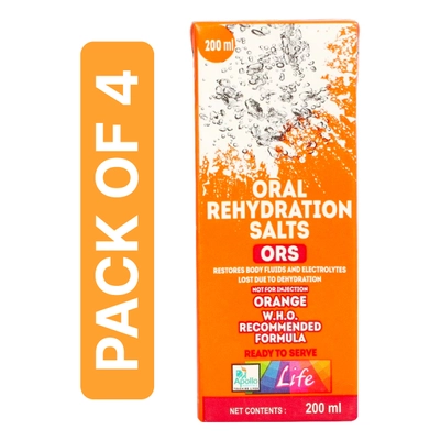 Apollo Pharmacy ORS Orange Flavour Drink, 4x200 ml, Pack of 4